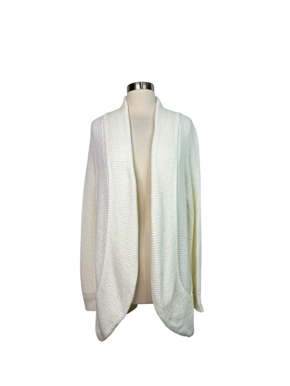 Market & Spruce Tabatha Waffle Knit Cotton Blend Cocoon Cardigan, XL Off white - Picture 8 of 13